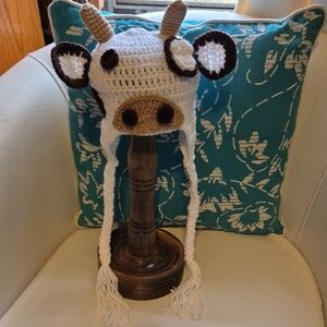 Hand Crafted Brown and White Cow Kids Hat